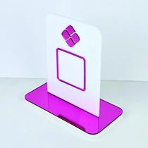 Placa em acrilico para qr code de pix cor branco com rosa espelhado Placa em acrilico para qr code de pix cor branco com rosa espelhado