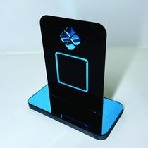 Placa em acrilico para qr code de pix cor preto com azul espelhado Placa em acrilico para qr code de pix cor preto com azul espelhado