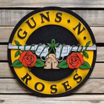 Placa Em Alto Relevo Guns N Roses. Confeccionado Em Mdf 29 cm - TALHARTE