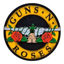 Placa Em Alto Relevo Guns N'roses Confeccionado Em Mdf 60cm