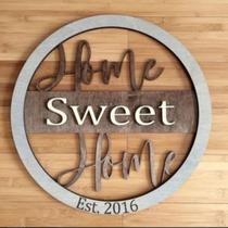 Placa Em Alto Relevo Home Sweet Home 44cm