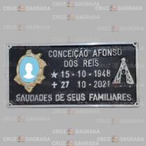 Placa em Alumínio Túmulo Jazigo Lápide Cemitério com Foto e Imagem Nossa Senhora Aparecida Fundida