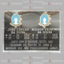 Placa em Alumínio Túmulo Jazigo Lápide Cemitério com Foto Separada para 2 Pessoas
