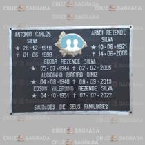 Placa em Alumínio Túmulo Jazigo Lápide Cemitério Foto Casal e mais 3 Pessoas sem Foto