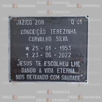 Placa em Alumínio Túmulo Jazigo Lápide Cemitério para 1 Pessoa com Mensagem e Identificação do Jazigo