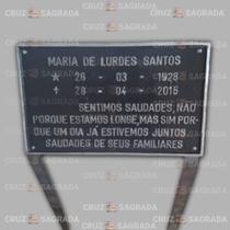 Placa em Alumínio Túmulo Jazigo Lápide Cemitério sem Foto para 1 Pessoa com Mensagem e Suporte