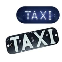Placa Em Led Com Escrita Taxi (Led Branco) Com Tomada Usb E Ventosa Para Vidro