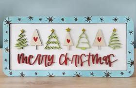 Placa em Mdf Camadas Merry Christmas Natal 44cm