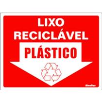 Placa em PS 15x20cm Lixo Reciclável Plástico Ref. 220BK