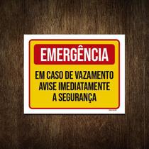 Placa Emergência Em Caso Vamento Avise Segurança 18X23