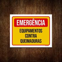 Placa Emergência Equipamento Contra Queimaduras 18x23