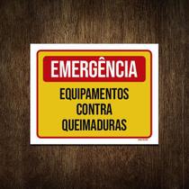 Placa Emergência Equipamento Contra Queimaduras 36X46