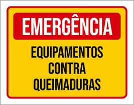 Placa Emergência Equipamento Queimaduras 18X23