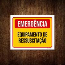 Placa Emergência Equipamento Ressuscitação 18X23