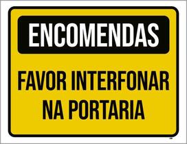 Placa Encomendas Favor Interfonar Portaria 27X35