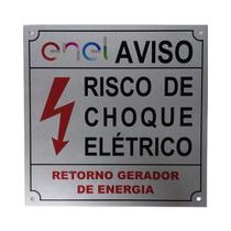 Placa Enel Aviso Risco De Choque Elétrico 15x15 Alumínio - Cor 10un