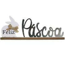 Placa Enfeite Letreiro De Feliz Páscoa Coelho MDF Aluminio