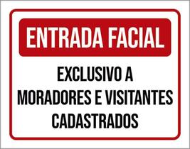 Placa Entrada Facil Exclusivo Moradores Cadastrados 27X35