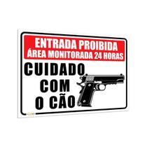 Placa Entrada Proibida Cuidado Cão Arma Segurança Sinalização