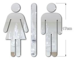 Placa Espelhada para sinalização Banheiro - Bonecos Masculino e feminino Acrílico espelhado - Realaser Store
