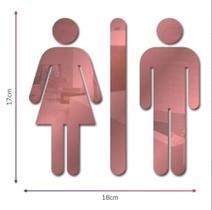 Placa Espelhada para sinalização Banheiro - Bonecos Masculino e feminino Acrílico espelhado
