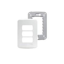 Placa Espelho 4x2 3 Mód. Branca Miluz S3B77130 Com Suporte