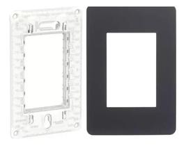 Placa Espelho 4x2 3 Modulos Stellar Black Orion + Suporte