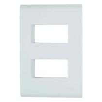 Placa espelho 4x2 com suporte 2 postos Tramontina Liz branca