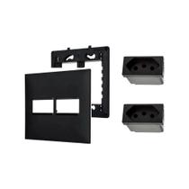 Placa Espelho 4x4 2 Mod Preto + 2 Mod Tomada 10A Pial Plus+