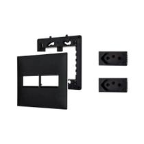 Placa Espelho 4x4 2 Mod Preto + 2 Mod Tomada 20A Pial Plus+ Placa Espelho 4x4 2 Mod Preto + 2 Mod Tomada 20A Pial Plus+