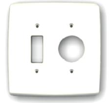 Placa Espelho 4x4 Interruptor + Tomada Redonda Antiga Branca - BLUX