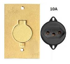 Placa / Espelho de Piso 4x2 Latão 1 Tomada + Tomada Piso10A