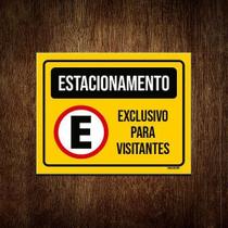 Placa Estacionamento Amarela Exclusivo Visitantes 18X23