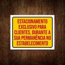 Placa Estacionamento Exclusivo Clientes 18x23cm 5un