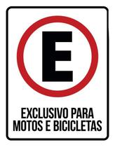 Placa Estacionamento Exclusivo Motos Bicicletas 18X23