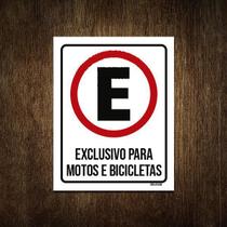 Placa Estacionamento Exclusivo Motos Bicicletas 27X35 - Sinalizo.Com