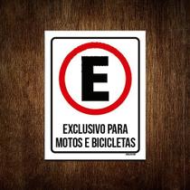 Placa Estacionamento Exclusivo Motos Bicicletas 36x46 - Sinalizo