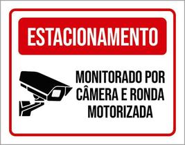 Placa Estacionamento Monitorado Câmera Ronda 27X35