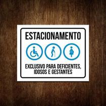 Placa Estacionamento Para Deficientes Idosos Gestantes 27X35