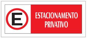 Placa - estacionamento privativo - vermelha / em ps 20 x 7cm emplac br