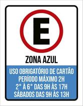 Placa Estacionamento Zona Azul Uso Obrigatório Cartão 36X46