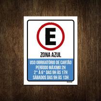 Placa Estacionamento Zona ul Uso Obrigatório Cartão 18X23