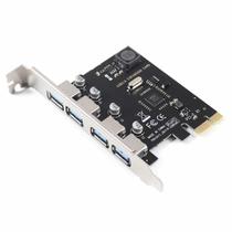 Placa Expansão PCI Express PCIe X1 X4 X8 X16 p/ USB 3.0 4 portas Adaptador Hub Controlador