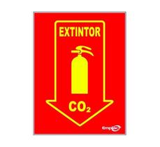 Placa - extintor co2 / em ps e.p.i. 20 x 15cm emplac br