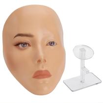 Placa facial de silicone 5D para prática de maquiagem com suporte 18,5 x 13,3 cm Placa facial de silicone 5D para prática de maquiagem com suporte 18,5 x 13,3 cm