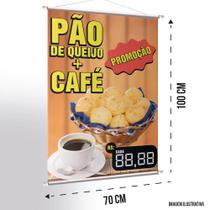 Placa Faixa Banner Pão De Queijo + Café 70x100 Cm