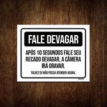Placa Fale Devagar Após 10 Segundos Câmera Gravar 18x23 10un Placa Fale Devagar Após 10 Segundos Câmera Gravar 18x23 10un