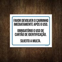 Placa Favor Devolver O Carrinho Imediatamente Após Uso 18X23