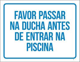 Placa Favor Passar Ducha Antes Entrar Piscina 27X35