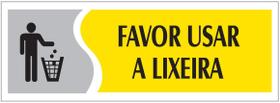 Placa - favor usar a lixeira - amarela / em ps 20 x 7cm emplac br